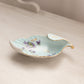 Vintage Small Light Blue Ceramic Floral Leaf Dish