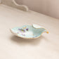 Vintage Small Light Blue Ceramic Floral Leaf Dish