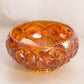 Vintage Small Orange Iridescent Carnival Glass Bowl with Sawtooth Edge