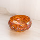 Vintage Small Orange Iridescent Carnival Glass Bowl with Sawtooth Edge