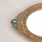Vintage Small Oval Gold Tone Mirror Tray with Green and Purple Faux Gems