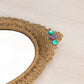 Vintage Small Oval Gold Tone Mirror Tray with Green and Purple Faux Gems
