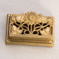Vintage Small Rectangular Brass Stamp Holder with Floral Accents