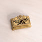 Vintage Small Rectangular Brass Stamp Holder with Floral Accents