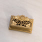 Vintage Small Rectangular Brass Stamp Holder with Floral Accents