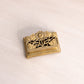 Vintage Small Rectangular Brass Stamp Holder with Floral Accents
