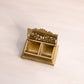 Vintage Small Rectangular Brass Stamp Holder with Floral Accents