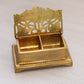 Vintage Small Rectangular Brass Stamp Holder with Floral Accents