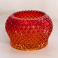 Vintage Small Red Amberina Glass Glass English Hobnail Bowl (Glows)