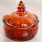 Vintage Small Red Amberina Erskine Glass Lidded Scalloped Dish (Glows)