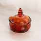 Vintage Small Red Amberina Erskine Glass Lidded Scalloped Dish (Glows)