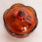 Vintage Small Red Amberina Erskine Glass Lidded Scalloped Dish (Glows)