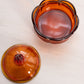 Vintage Small Red Amberina Erskine Glass Lidded Scalloped Dish (Glows)