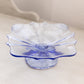 Vintage Small Square Blue Glass Footed Dish