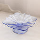 Vintage Small Square Blue Glass Footed Dish