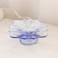 Vintage Small Square Blue Glass Footed Dish