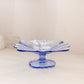 Vintage Small Square Blue Glass Footed Dish