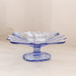 Vintage Small Square Blue Glass Footed Dish