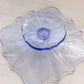 Vintage Small Square Blue Glass Footed Dish