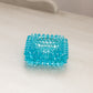 Vintage Small Square Blue Glass Hobnail Salt Cellar (Glows)