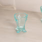 Vintage Small Teal Blue Glass Toothpick Holder with Drape Designs
