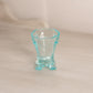 Vintage Small Teal Blue Glass Toothpick Holder with Drape Designs