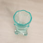 Vintage Small Teal Blue Glass Toothpick Holder with Drape Designs