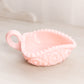 Vintage Small Triangular Pink Milk Glass Nappy with Sawtooth Edge