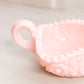 Vintage Small Triangular Pink Milk Glass Nappy with Sawtooth Edge