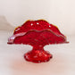 Vintage Small Westmoreland Red Amberina Pedestal Banana Boat (Glows)