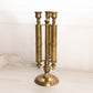 Vintage Tall Brass Footed Triple Candleholder