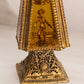 Vintage Tall Gold Tone Filigree Perfume Bottle with Cherub Accent