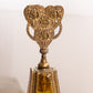 Vintage Tall Gold Tone Filigree Perfume Bottle with Cherub Accent