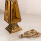 Vintage Tall Gold Tone Filigree Perfume Bottle with Cherub Accent