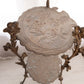 Vintage Tall Dark Brass Floral Stand with 2 Shelves