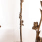 Vintage Tall Dark Brass Floral Stand with 2 Shelves