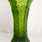 Vintage Tall Green Glass Daisy & Button Vase with Floral Designs