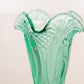 Vintage Tall Green Glass Footed Vase