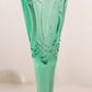 Vintage Tall Green Glass Footed Vase