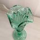 Vintage Tall Green Glass Footed Vase