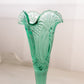 Vintage Tall Green Glass Footed Vase