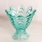 Vintage Teal Glass 2 Way Candleholder with Drape Designs