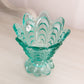 Vintage Teal Glass 2 Way Candleholder with Drape Designs