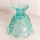 Vintage Teal Glass 2 Way Candleholder with Drape Designs