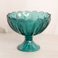Vintage Teal Green Glass Compote with Scalloped Edge