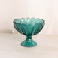 Vintage Teal Green Glass Compote with Scalloped Edge