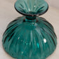 Vintage Teal Green Glass Compote with Scalloped Edge
