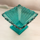 Vintage Tiara Glass Marquis Aquamarine Teal Vase