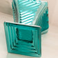 Vintage Tiara Glass Marquis Aquamarine Teal Vase