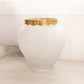 Vintage Tiffin Large Clear Satin Glass Poppy Vase with Gold Tone Rim